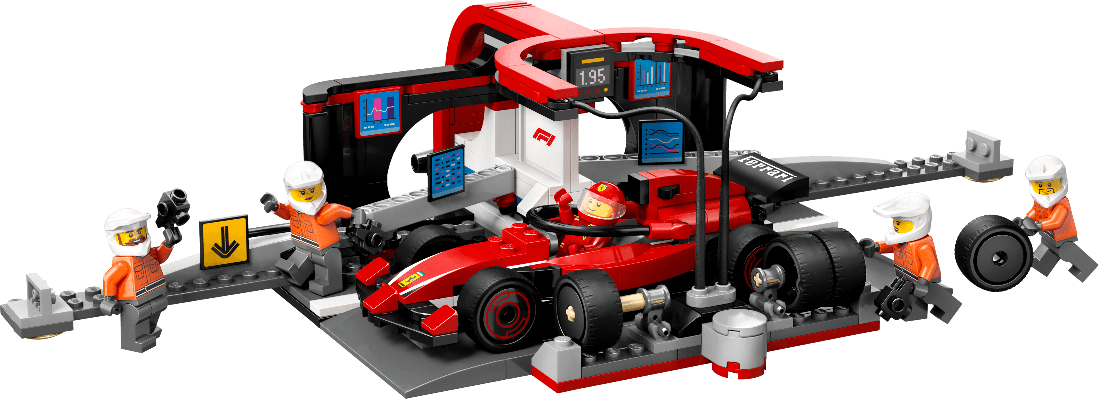 F1 Pit stop i mechanicy z bolidem Ferrari