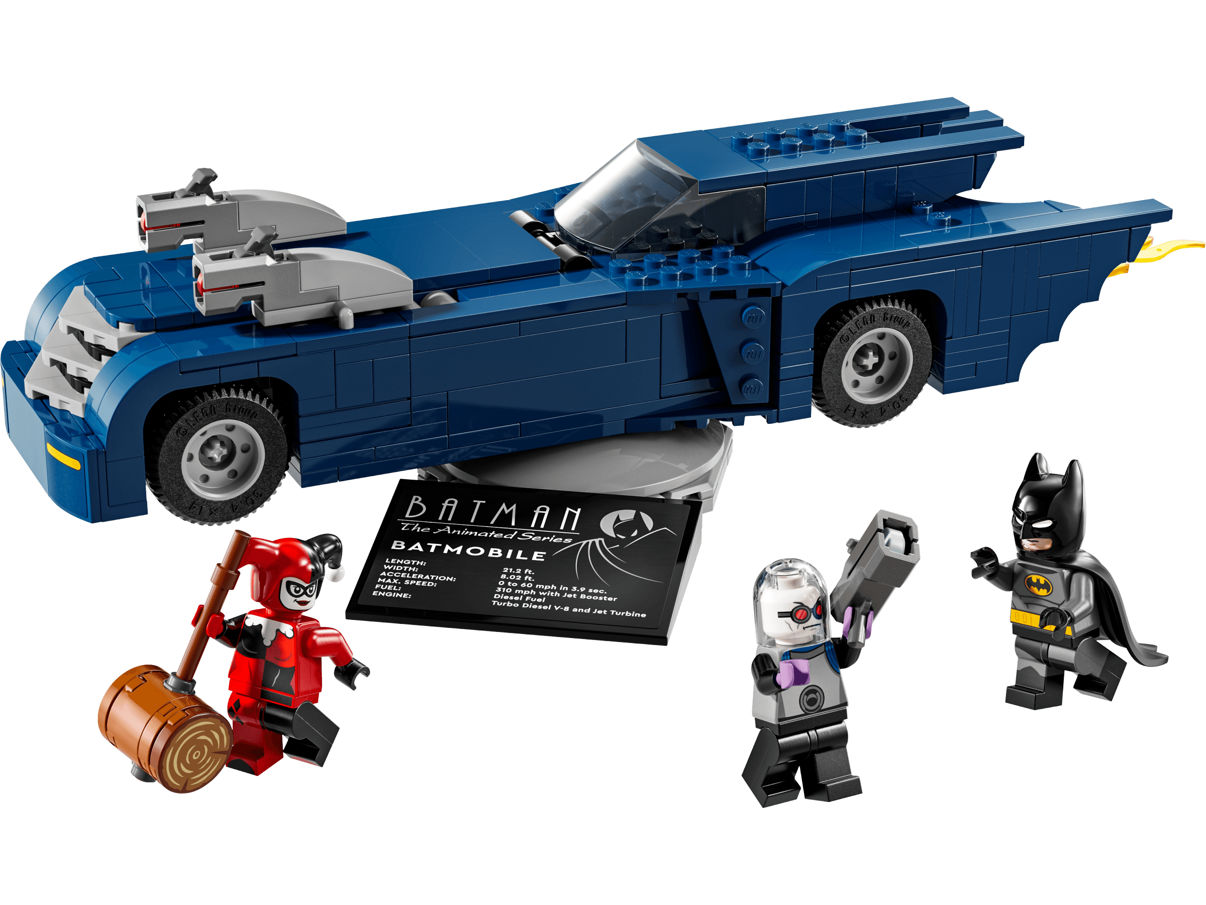 Batman z batmobilem kontra Harley Quinn i Mr. Freeze